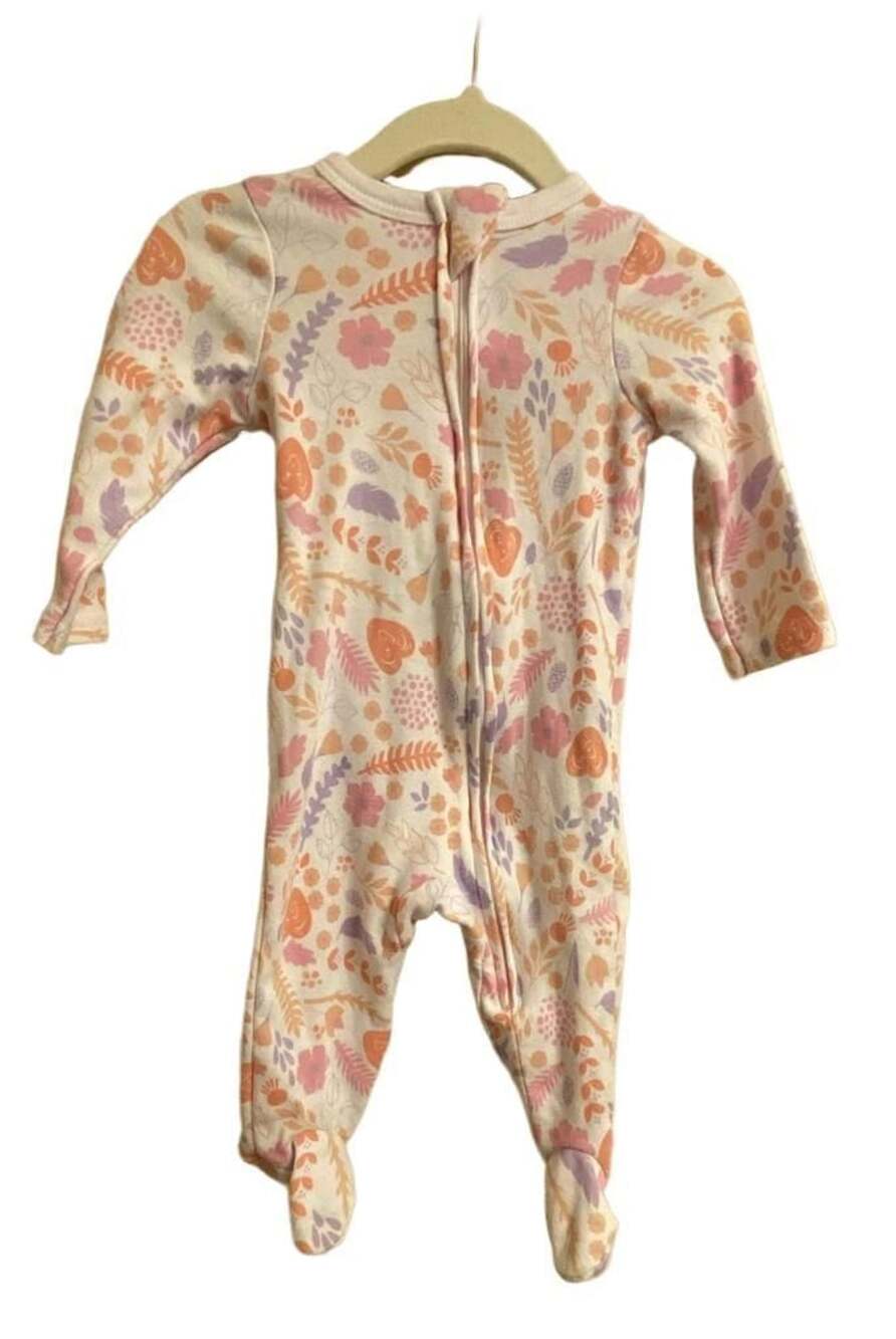 Nine West Floral & Leaf Print Footed Zip Sleep N Play Sleeper 6-9M